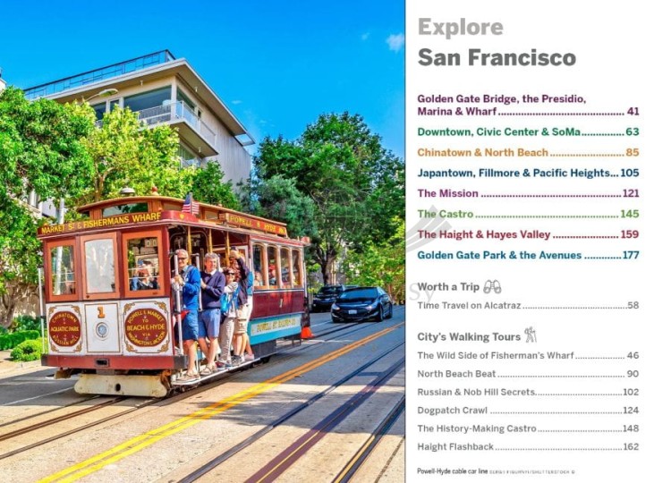 San Francisco. Przewodnik Pocket z planem miasta wydawnictwa Lonely Planet. Przykładowe strony 7