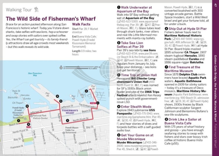 San Francisco. Przewodnik Pocket z planem miasta wydawnictwa Lonely Planet. Przykładowe strony 8