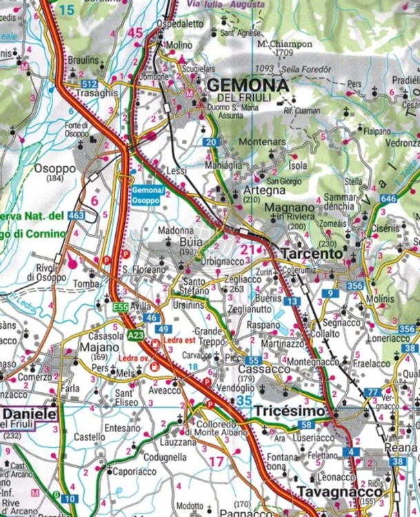 Friuli-Wenecja Julijska / Friaul - Julisch Venetien, Udine, Triest, Wenecja. Mapa samochodowo-turystyczna wydawnictwa Freytag & Berndt. Fragment 1