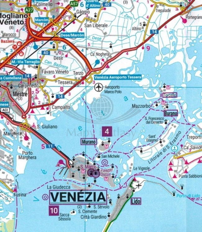 Friuli-Wenecja Julijska / Friaul - Julisch Venetien, Udine, Triest, Wenecja. Mapa samochodowo-turystyczna wydawnictwa Freytag & Berndt. Fragment 3