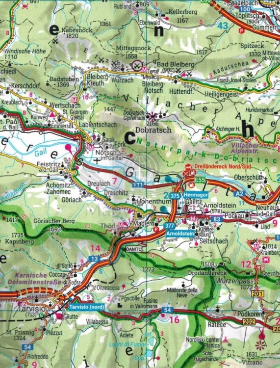 Friuli-Wenecja Julijska / Friaul - Julisch Venetien, Udine, Triest, Wenecja. Mapa samochodowo-turystyczna wydawnictwa Freytag & Berndt. Fragment 4