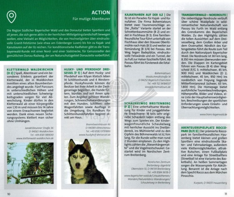 Südlicher Bayerischer Wald / Las Bawarski cz. południowa. Wodoodporna mapa turystyczna 197 wydawnictwa Kompass. Mini przewodnik - przykładowe strony 1