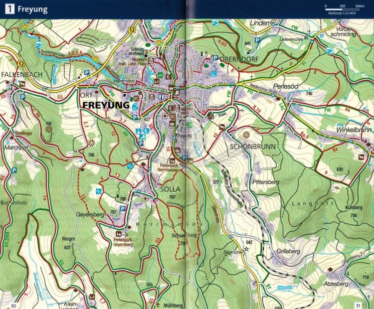 Südlicher Bayerischer Wald / Las Bawarski cz. południowa. Wodoodporna mapa turystyczna 197 wydawnictwa Kompass. Mini przewodnik - przykładowe strony 2