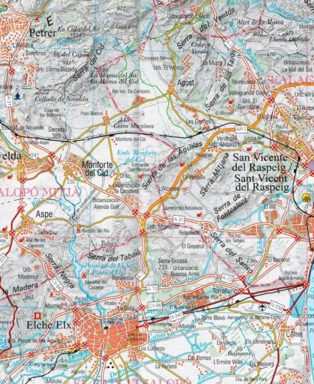 Alacant / Alicante 1:200 000. Mapa samochodowa wydawnictwa IGN. Fragment 1