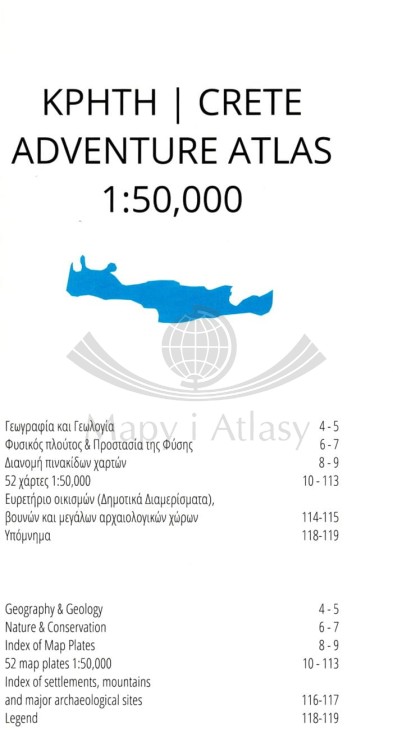 Kreta 1:50 000. Atlas turystyczny wydawnictwa Anavasi. Spis treści