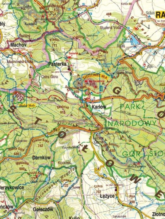 Ziemia Kłodzka. Mapa turystyczna wydawnictwa Galileos. Fragment 1