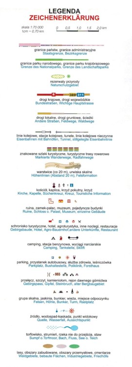 Ziemia Kłodzka. Mapa turystyczna wydawnictwa Galileos. Legenda