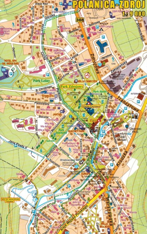 Ziemia Kłodzka. Mapa turystyczna wydawnictwa Galileos. Plan miasta - fragment