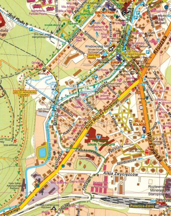 Polanica Zdrój i okolice 1:8 000. Plan miasta wydawnictwa Galileos. Fragment