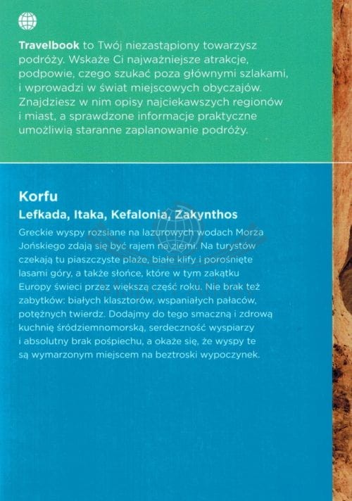 Korfu, Lefkada, Itaka, Kefalonia, Zakynthos. Przewodnik travelbook wydawnictwa Bezdroża. Okładka - tył