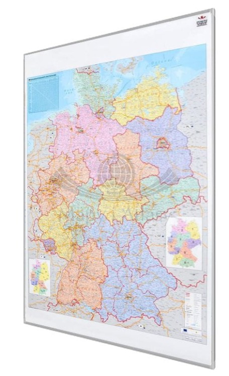 Niemcy 1:750 000. Mapa administracyjno-drogowa do wpinania. Rama alu SLIM