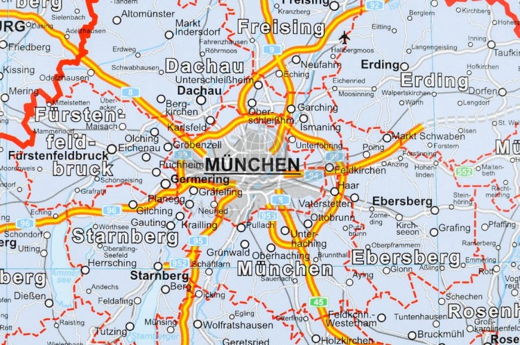 Niemcy 1:750 000. Mapa administracyjno-drogowa magnetyczna. Rama alu SLIM. Fragment 2