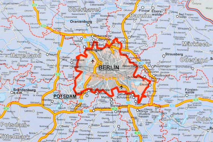 Niemcy 1:750 000. Mapa administracyjno-drogowa magnetyczna. Rama alu SLIM. Fragment 4