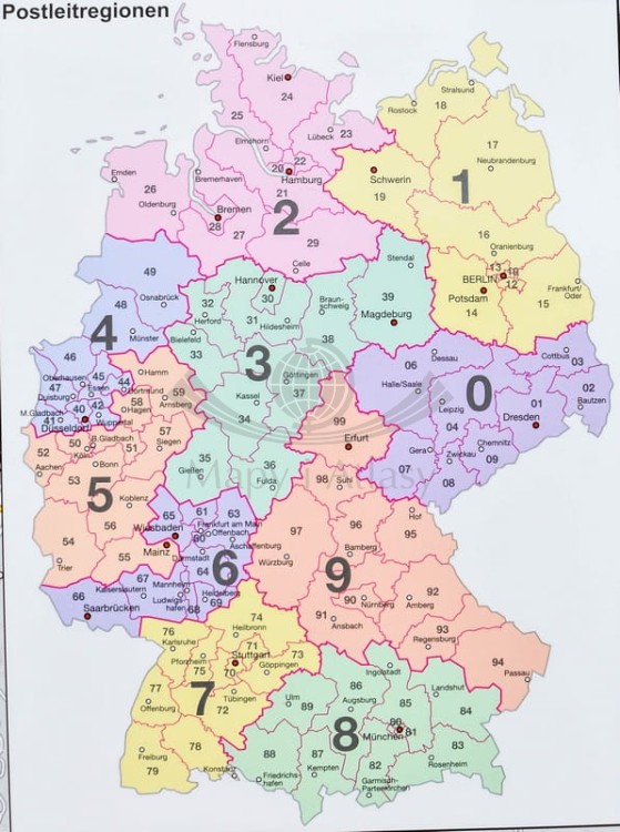 Niemcy 1:750 000. Mapa administracyjno-drogowa magnetyczna. Rama alu SLIM. Fragment 6