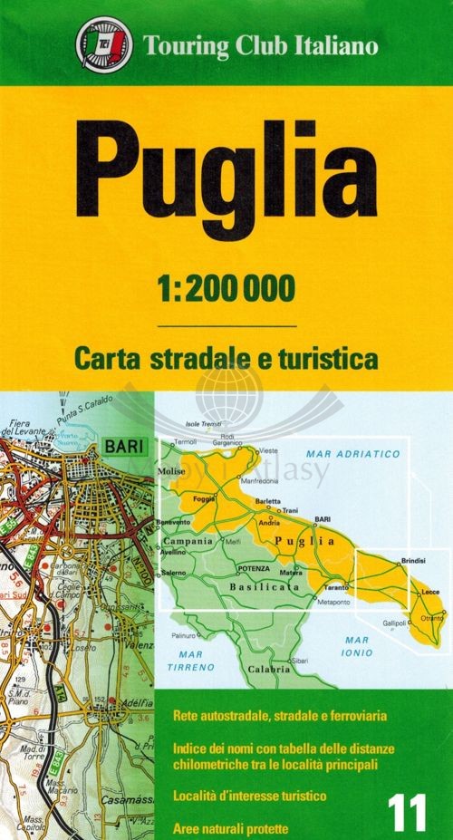 Apulia / Puglia 1:200 000. Mapa samochodowo-turystyczna. Wyd. 2025. Touring Club Italiano