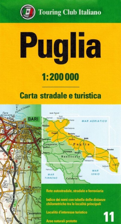 Apulia / Puglia 1:200 000. Mapa samochodowo-turystyczna wydawnictwa Touring Club Italiano. Okładka