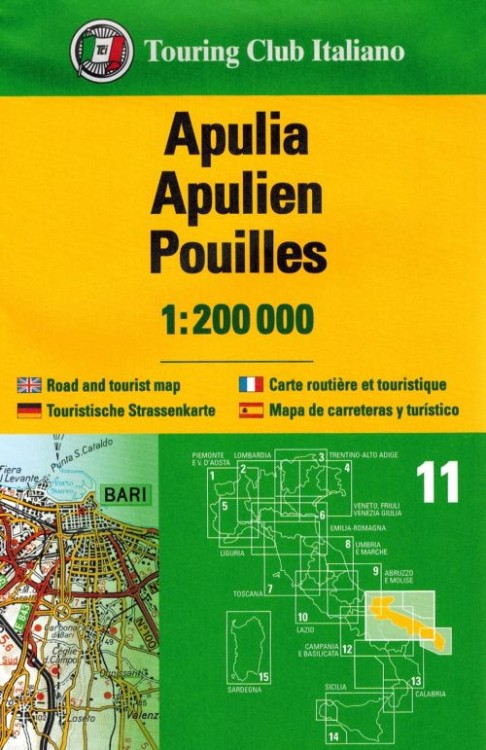 Apulia / Puglia 1:200 000. Mapa samochodowo-turystyczna wydawnictwa Touring Club Italiano. Okładka - tył