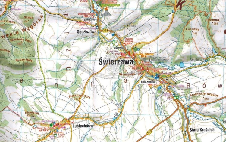 Góry Kaczawskie. Pogórza Kaczawskie i Izerskie 1:40 000. Laminowana mapa turystyczna wydawnictwa Compass.  Fragment 1
