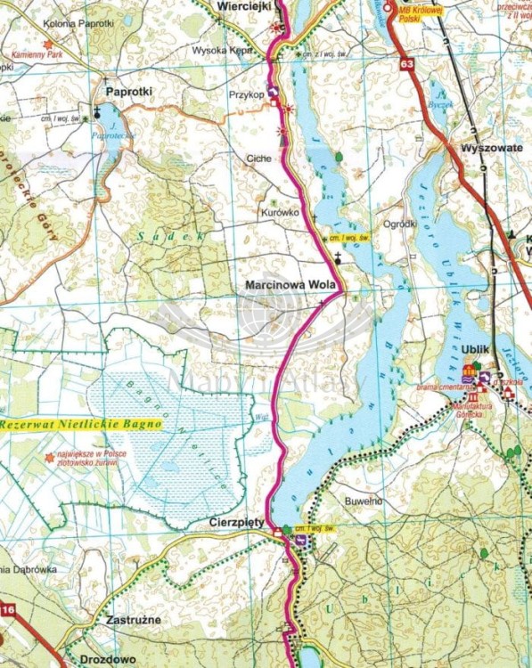 Mazurska Pętla Rowerowa / Mazury. Laminowana mapa turystyczna wydawnictwa Galileos.  Fragment 1