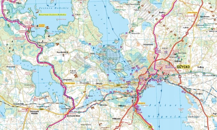 Mazurska Pętla Rowerowa / Mazury. Laminowana mapa turystyczna wydawnictwa Galileos. Fragment 3
