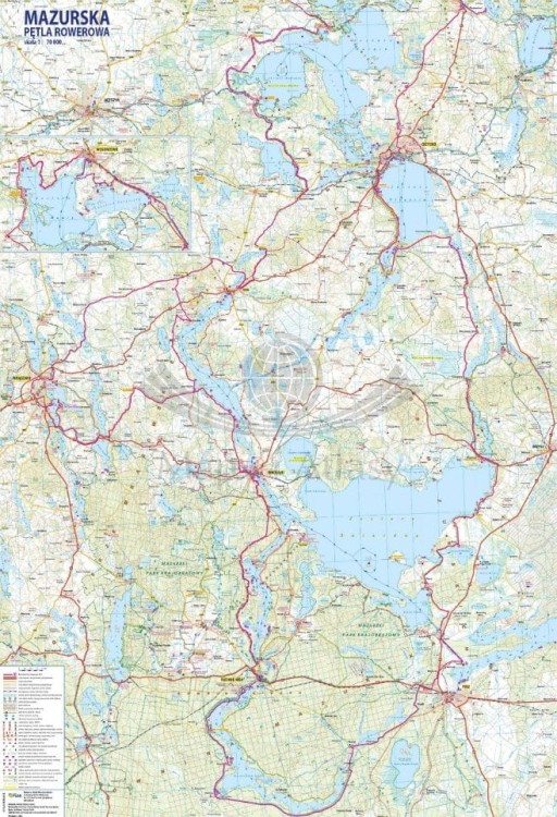Mazurska Pętla Rowerowa / Mazury. Laminowana mapa turystyczna wydawnictwa Galileos. Fragment 4