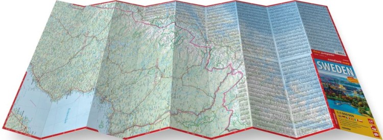 Szwecja 1:1 000 000. Laminowana mapa samochodowo-turystyczna wydawnictwa ExpressMap. Rozłożona mapa