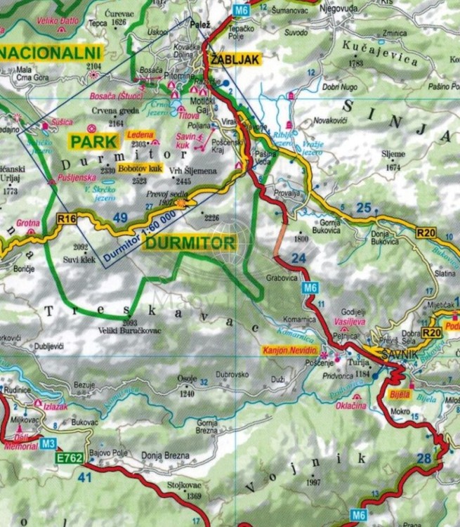 Czarnogóra 1:275 000. Laminowana mapa samochodowo-turystyczna wydawnictwa ExpressMap. Fragment 1