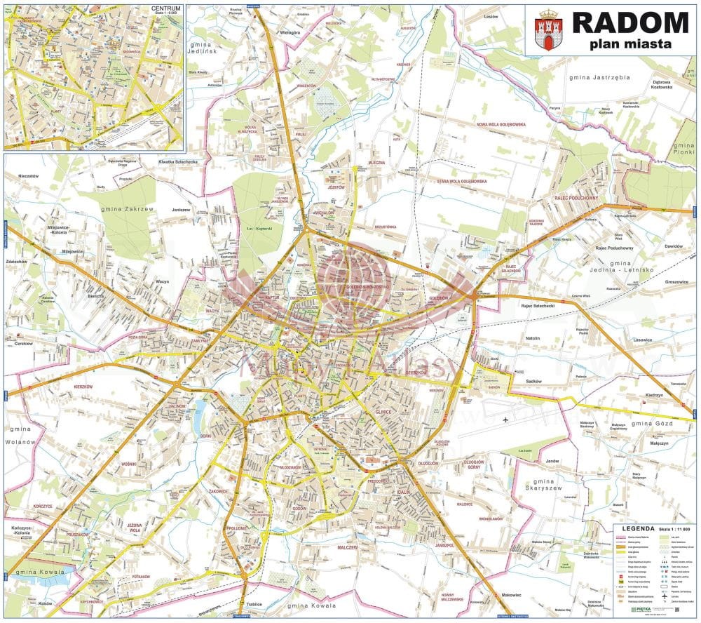 Radom 1:11 000. Mapa ścienna / Plan miasta. Wersja STRONG