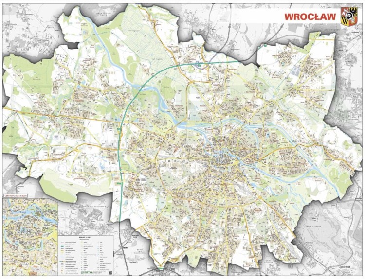 Wrocław 1:15 000. Mapa ścienna / Plan miasta. Wersja STRONG