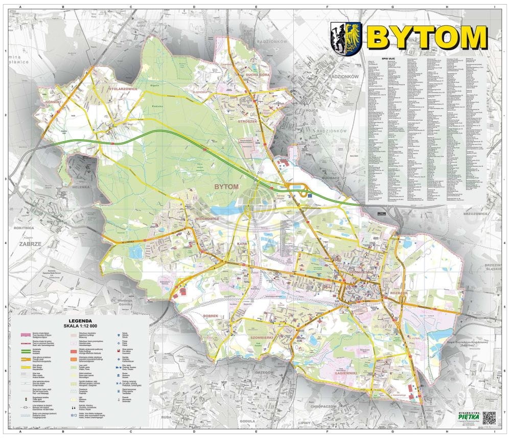 Bytom 1:12 000. Mapa ścienna / Plan miasta. Wersja STRONG