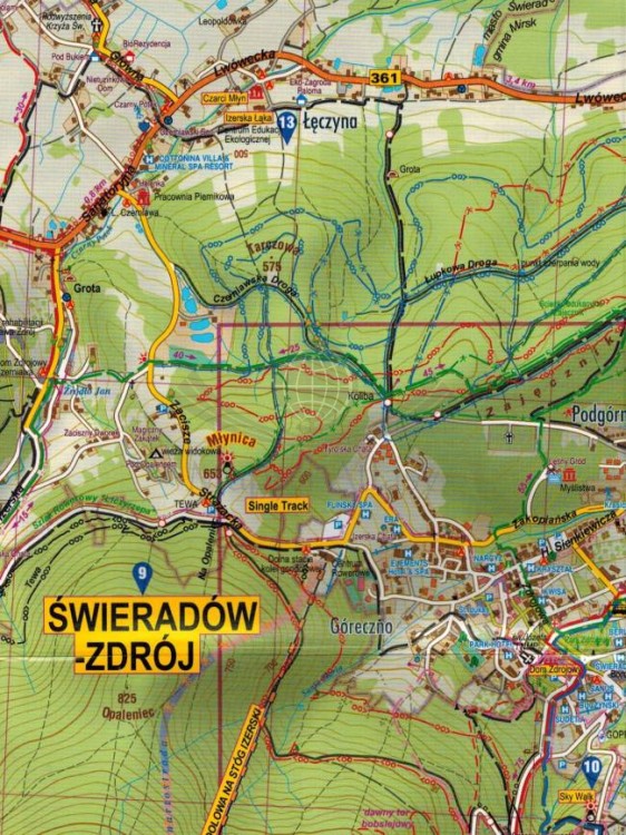 Góry Izerskie "Izery" 1:25 000. Laminowana mapa turystyczna wydawnictwa Galileos. Fragment 1