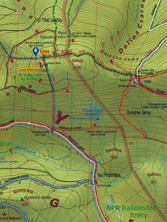 104279.Góry Izerskie "Izery" 1:25 000. Laminowana mapa turystyczna wydawnictwa Galileos. Fragment 3