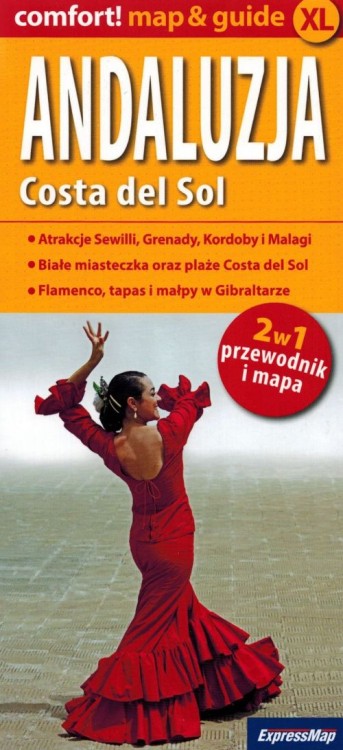 Andaluzja, Costa del Sol. Sewilla, Malaga, Gibraltar, Kordoba, Grenada. Laminowana mapa samochodowa + Miniprzewodnik / Plan miasta wydawnictwa ExpressMap. Okładka 1
