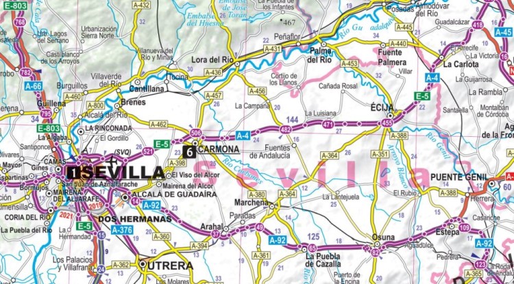 Andaluzja, Costa del Sol. Sewilla, Malaga, Gibraltar, Kordoba, Grenada. Laminowana mapa samochodowa + Miniprzewodnik / Plan miasta wydawnictwa ExpressMap. Fragment 1