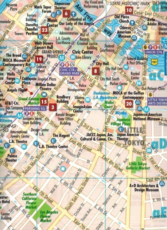 Los Angeles 1:60 000. Laminowana mapa turystyczna / plan miasta wydawnictwa Borch. Fragment 1