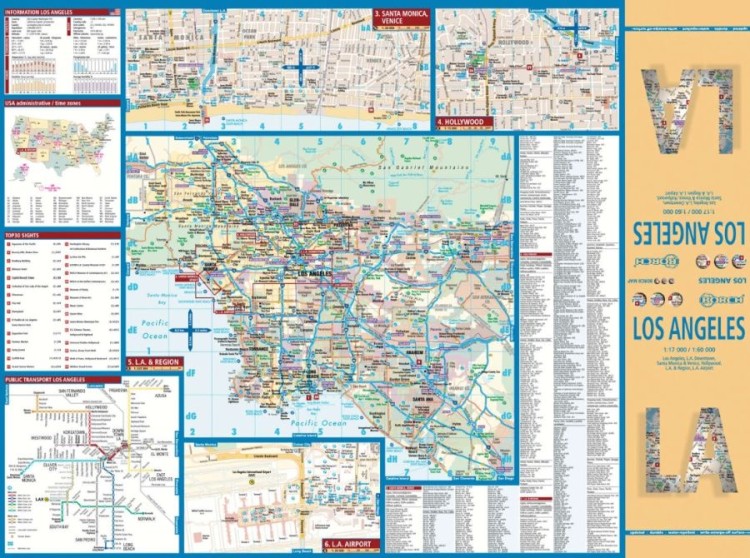 Los Angeles 1:60 000. Laminowana mapa turystyczna / plan miasta wydawnictwa Borch. Strona pierwsza