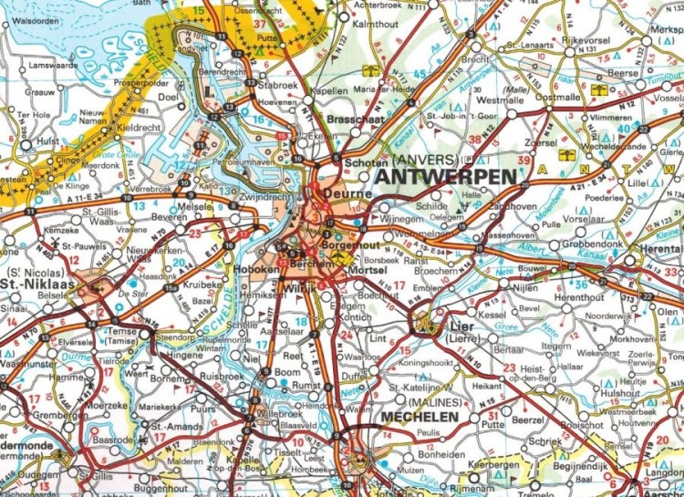 Beneluks 1:400 000. Belgia, Holandia, Luksemburg. Mapa samochodowa 714 wydawnictwa Michelin. Fragment 5