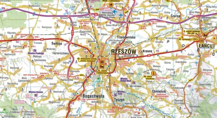 Województwo podkarpackie. Mapa atrakcji turystycznych wydawnictwa Compass. Fragment 1