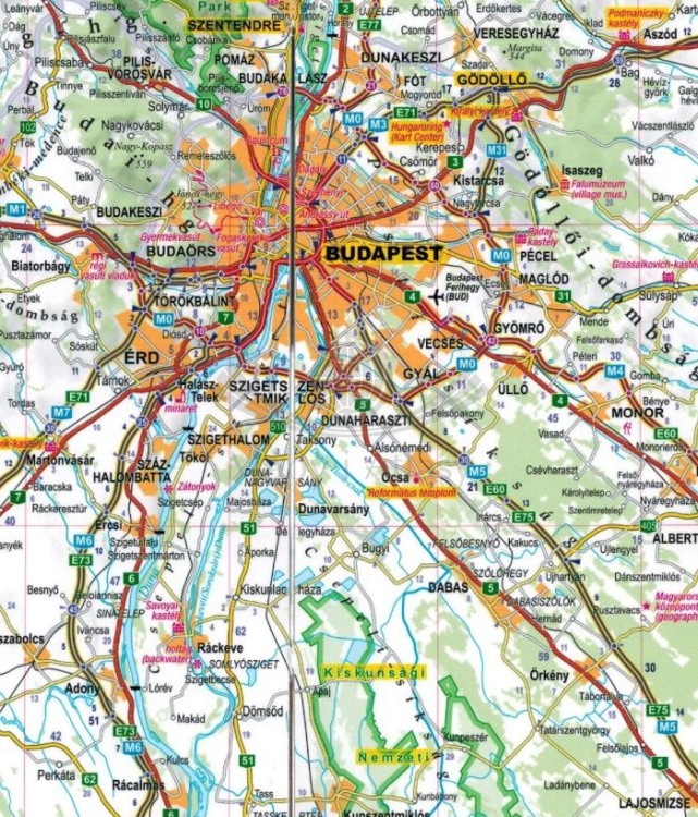 Węgry 1:520 000. Laminowana mapa samochodowo-turystyczna wydawnictwa ExpressMap. Fragment 1