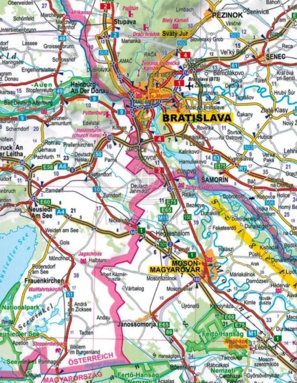 Węgry 1:520 000. Laminowana mapa samochodowo-turystyczna wydawnictwa ExpressMap. Fragment 2