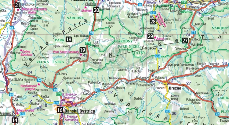 Słowacja. Laminowana mapa samochodowo-turystyczna + Miniprzewodnik wydawnictwa ExpressMap. Fragment