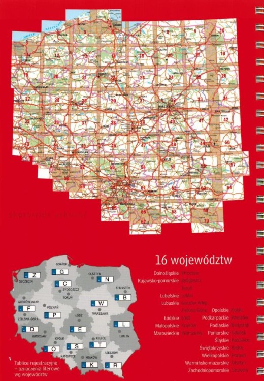 Polska 1:250 000. Atlas samochodowo-turystyczny wydawnictwa Demart. Skorowidz arkuszy
