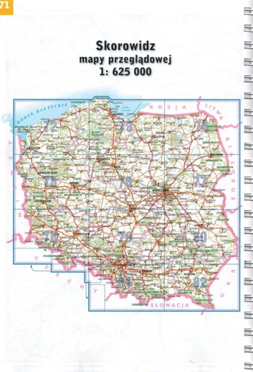 Polska 1:250 000. Atlas samochodowo-turystyczny wydawnictwa Demart. Mapa przeglądowa Polski - skorowidz