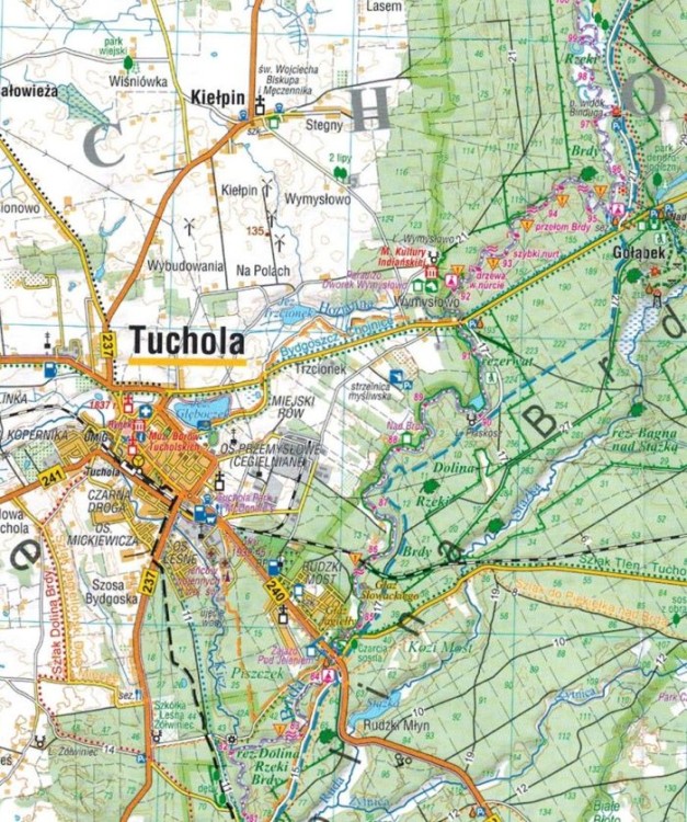 Bory Tucholskie - Szlak Kajakowy Brdy. Mapa turystyczna wydawnictwa Compass. Fragment 2