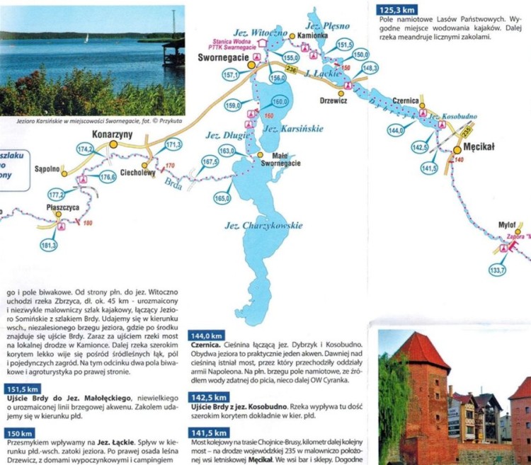 Bory Tucholskie - Szlak Kajakowy Brdy. Mapa turystyczna wydawnictwa Compass. Informator