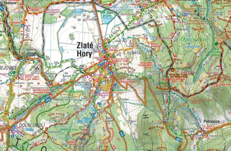 Jesioniki, Góry Opawskie 1:50 000. Mapa turystyczna wydawnictwa Compass. Fragment 1