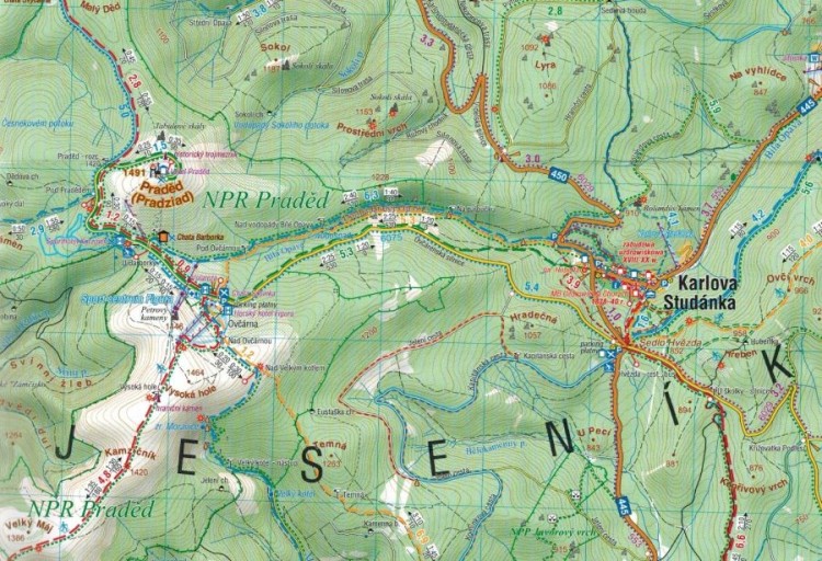 Jesioniki, Góry Opawskie 1:50 000. Mapa turystyczna wydawnictwa Compass. Fragment 3