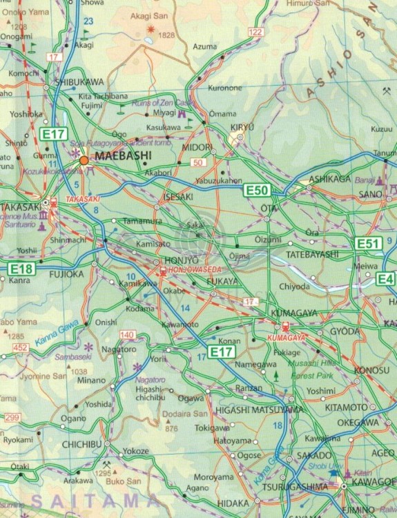Tokio. Region Kanto i Chubu. Wodoodporna mapa samochodowo-turystyczna / Plan miasta wydawnictwa ITMB. Fragment 1