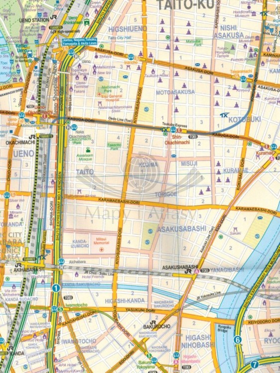 Tokio. Region Kanto i Chubu. Wodoodporna mapa samochodowo-turystyczna / Plan miasta wydawnictwa ITMB. Fragment 2