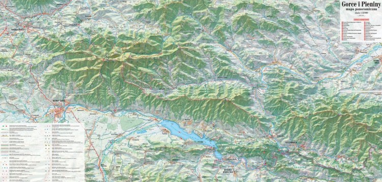 Gorce i Pieniny 1:52 000. Laminowana mapa panoramiczna wydawnictwa ExpressMap. Strona druga